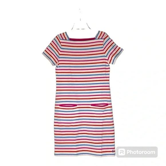 Joules Francis Striped Dress Women's Size 2 Square Neck, Two Front Pockets EUC - Picture 1 of 7